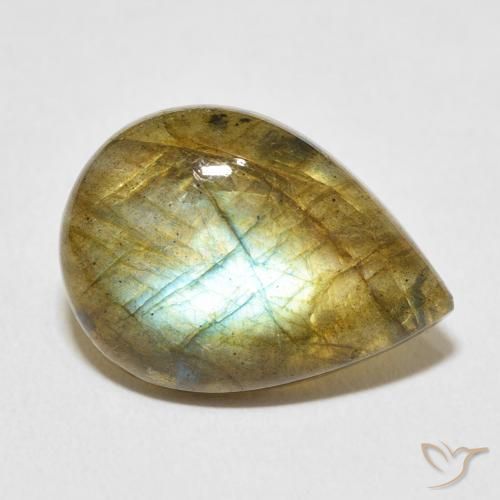 8.73ct طبيعي متعدد الألوان لابرادوريت, شكل الكمثرى, نصف شفاف