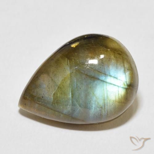 10.51ct طبيعي متعدد الألوان لابرادوريت, شكل الكمثرى, نصف شفاف