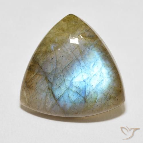 13.86ct طبيعي متعدد الألوان لابرادوريت, مثلثى, نصف شفاف