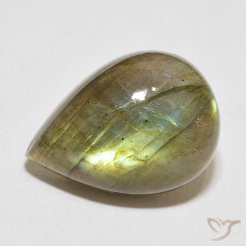 12.53ct طبيعي متعدد الألوان لابرادوريت, شكل الكمثرى, نصف شفاف