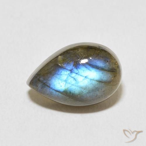 3.76ct طبيعي متعدد الألوان لابرادوريت, شكل الكمثرى, نصف شفاف