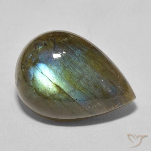 11.67ct طبيعي متعدد الألوان لابرادوريت, شكل الكمثرى, نصف شفاف
