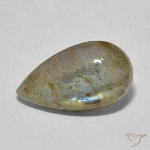 6.59ct طبيعي متعدد الألوان لابرادوريت, شكل الكمثرى, نصف شفاف
