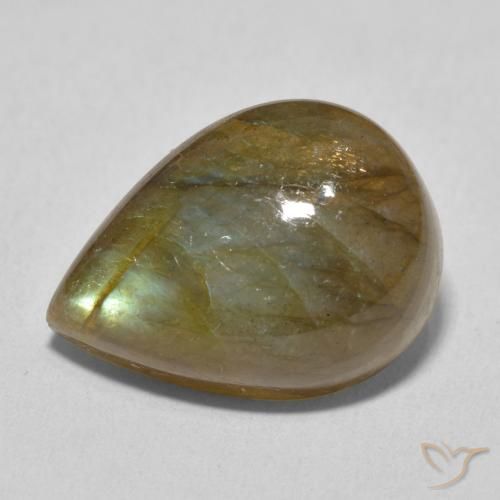 12.00ct طبيعي متعدد الألوان لابرادوريت, شكل الكمثرى, نصف شفاف