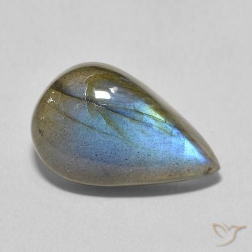 6.01ct طبيعي متعدد الألوان لابرادوريت, شكل الكمثرى, نصف شفاف