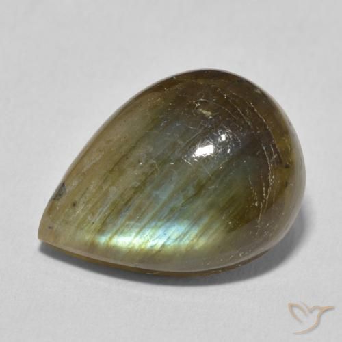 10.59ct طبيعي متعدد الألوان لابرادوريت, شكل الكمثرى, نصف شفاف