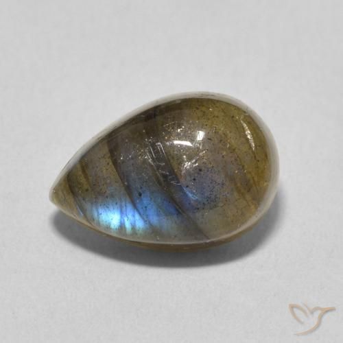 4.13ct طبيعي متعدد الألوان لابرادوريت, شكل الكمثرى, نصف شفاف