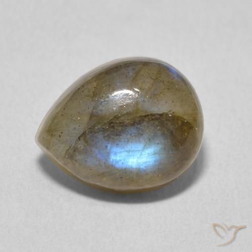 3.86ct طبيعي متعدد الألوان لابرادوريت, شكل الكمثرى, نصف شفاف