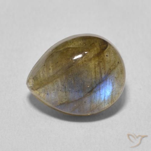 3.83ct طبيعي متعدد الألوان لابرادوريت, شكل الكمثرى, نصف شفاف