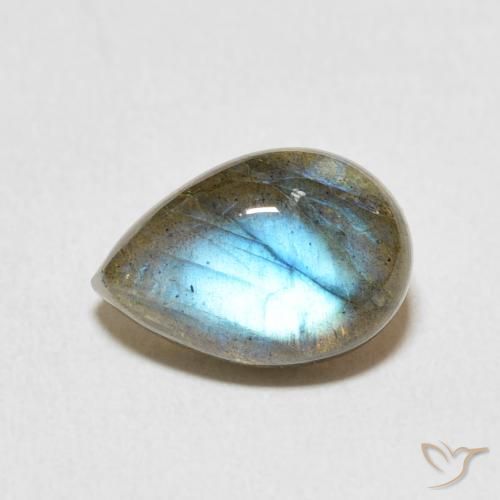 3.93ct طبيعي متعدد الألوان لابرادوريت, شكل الكمثرى, نصف شفاف