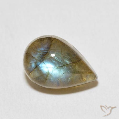 4.17ct طبيعي متعدد الألوان لابرادوريت, شكل الكمثرى, نصف شفاف