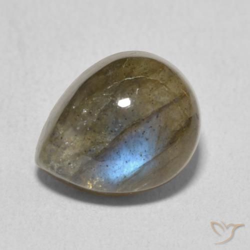 4.07ct طبيعي متعدد الألوان لابرادوريت, شكل الكمثرى, نصف شفاف