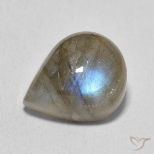 4.62ct طبيعي متعدد الألوان لابرادوريت, شكل الكمثرى, نصف شفاف