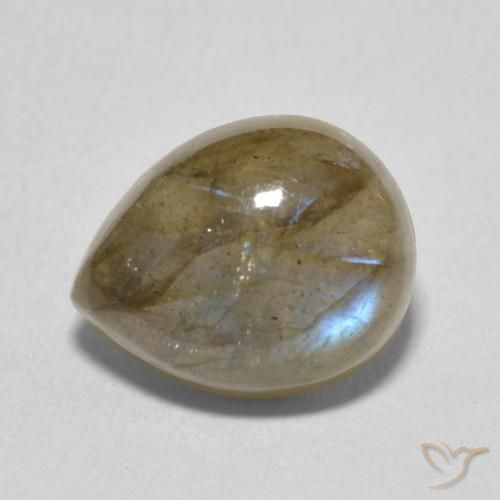 3.75ct طبيعي متعدد الألوان لابرادوريت, شكل الكمثرى, نصف شفاف