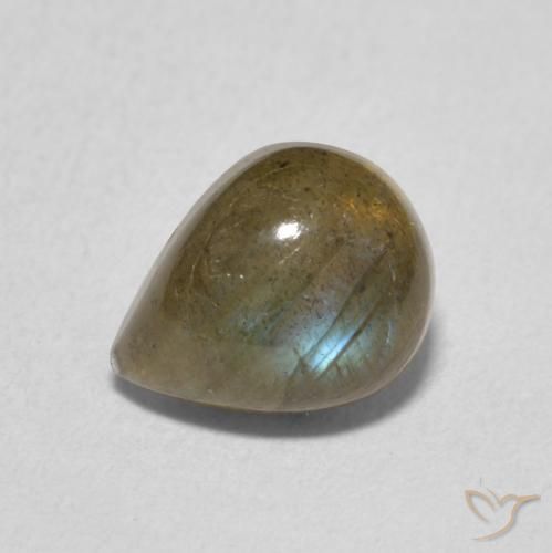 1.79ct طبيعي متعدد الألوان لابرادوريت, شكل الكمثرى, نصف شفاف