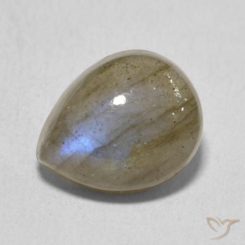 4.02ct طبيعي متعدد الألوان لابرادوريت, شكل الكمثرى, نصف شفاف