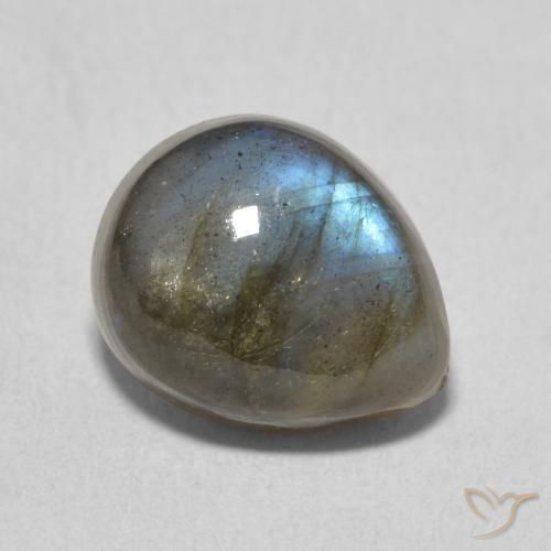 4.10ct طبيعي متعدد الألوان لابرادوريت, شكل الكمثرى, نصف شفاف