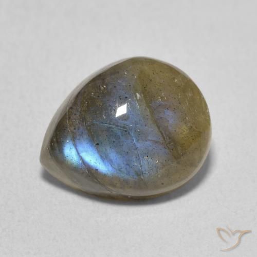 3.48ct طبيعي متعدد الألوان لابرادوريت, شكل الكمثرى, نصف شفاف