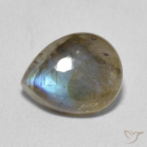3.40ct طبيعي متعدد الألوان لابرادوريت, شكل الكمثرى, نصف شفاف
