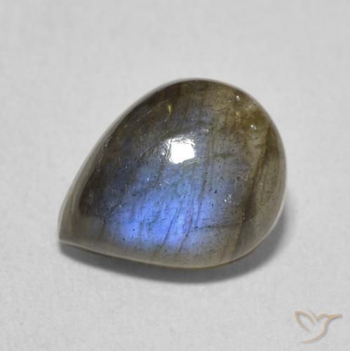 2.53ct طبيعي متعدد الألوان لابرادوريت, شكل الكمثرى, نصف شفاف