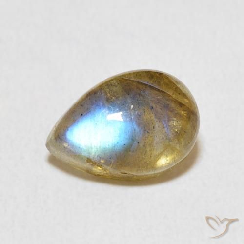 2.36ct طبيعي متعدد الألوان لابرادوريت, شكل الكمثرى, نصف شفاف