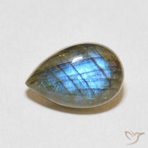 3.76ct طبيعي متعدد الألوان لابرادوريت, شكل الكمثرى, نصف شفاف