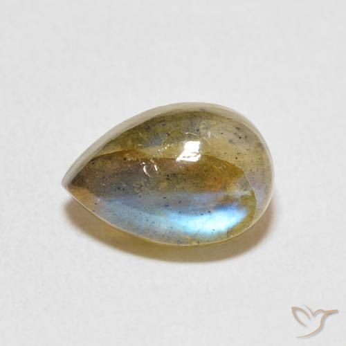 2.48ct طبيعي متعدد الألوان لابرادوريت, شكل الكمثرى, نصف شفاف