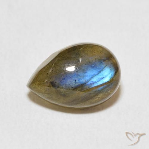2.40ct طبيعي متعدد الألوان لابرادوريت, شكل الكمثرى, نصف شفاف