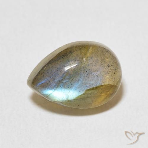 2.63ct طبيعي متعدد الألوان لابرادوريت, شكل الكمثرى, نصف شفاف
