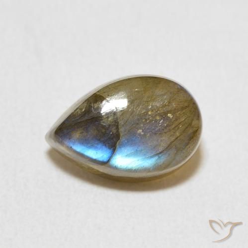 2.52ct طبيعي متعدد الألوان لابرادوريت, شكل الكمثرى, نصف شفاف