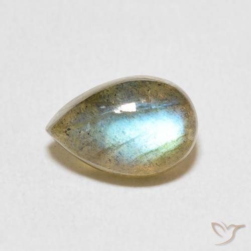 1.85ct طبيعي متعدد الألوان لابرادوريت, شكل الكمثرى, نصف شفاف