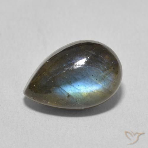 3.85ct طبيعي متعدد الألوان لابرادوريت, شكل الكمثرى, نصف شفاف