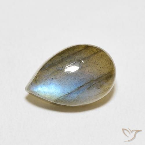 4.16ct طبيعي متعدد الألوان لابرادوريت, شكل الكمثرى, نصف شفاف