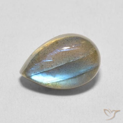 3.97ct طبيعي متعدد الألوان لابرادوريت, شكل الكمثرى, نصف شفاف