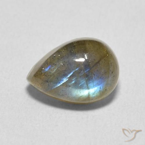 2.58ct طبيعي متعدد الألوان لابرادوريت, شكل الكمثرى, نصف شفاف