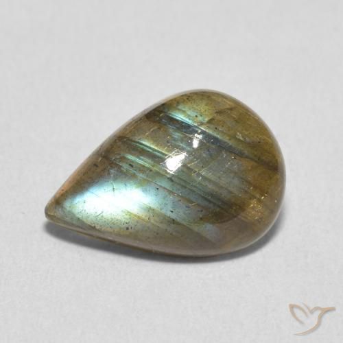 3.35ct طبيعي متعدد الألوان لابرادوريت, شكل الكمثرى, نصف شفاف