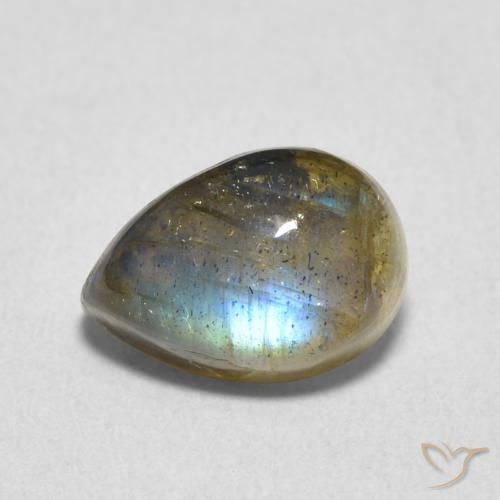 2.70ct طبيعي متعدد الألوان لابرادوريت, شكل الكمثرى, نصف شفاف