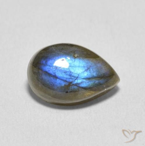 3.60ct طبيعي متعدد الألوان لابرادوريت, شكل الكمثرى, نصف شفاف