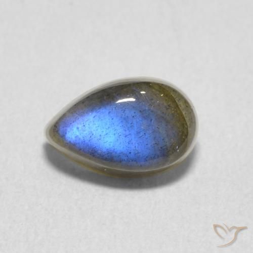 1.18ct طبيعي متعدد الألوان لابرادوريت, شكل الكمثرى, نصف شفاف