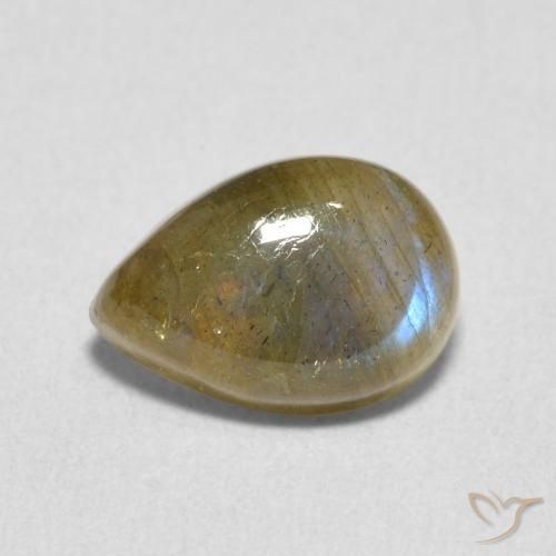 2.38ct طبيعي متعدد الألوان لابرادوريت, شكل الكمثرى, نصف شفاف