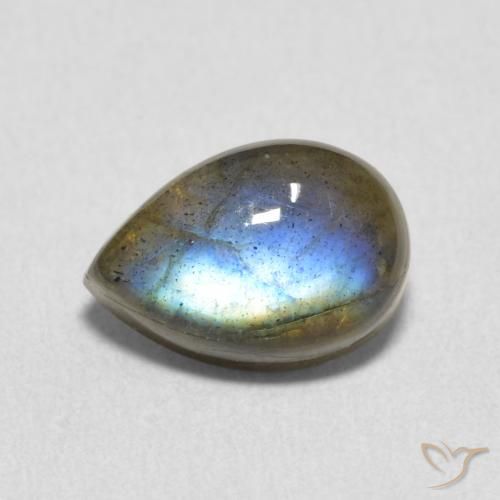 2.35ct طبيعي متعدد الألوان لابرادوريت, شكل الكمثرى, نصف شفاف