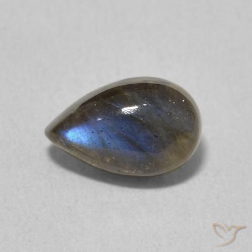 1.08ct طبيعي متعدد الألوان لابرادوريت, شكل الكمثرى, نصف شفاف