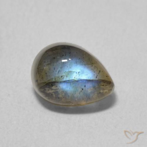 1.03ct طبيعي متعدد الألوان لابرادوريت, شكل الكمثرى, نصف شفاف