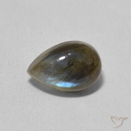 1.65ct طبيعي متعدد الألوان لابرادوريت, شكل الكمثرى, نصف شفاف