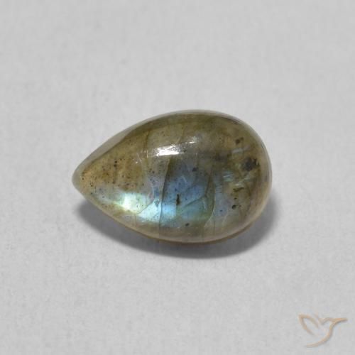 1.58ct طبيعي متعدد الألوان لابرادوريت, شكل الكمثرى, نصف شفاف