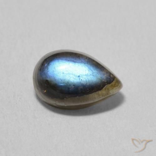 1.86ct طبيعي متعدد الألوان لابرادوريت, شكل الكمثرى, نصف شفاف