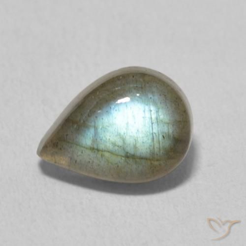 2.49ct طبيعي متعدد الألوان لابرادوريت, شكل الكمثرى, نصف شفاف