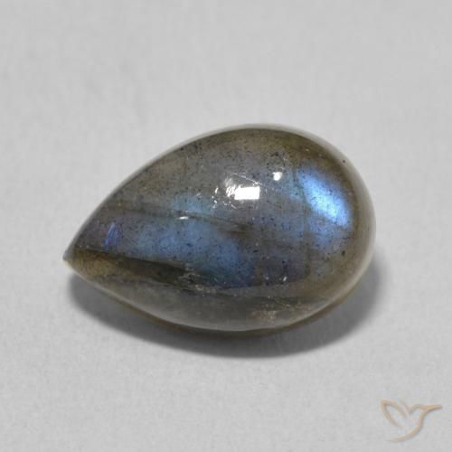 4.06ct طبيعي متعدد الألوان لابرادوريت, شكل الكمثرى, نصف شفاف