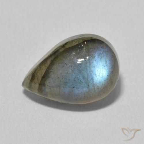 3.90ct طبيعي متعدد الألوان لابرادوريت, شكل الكمثرى, نصف شفاف