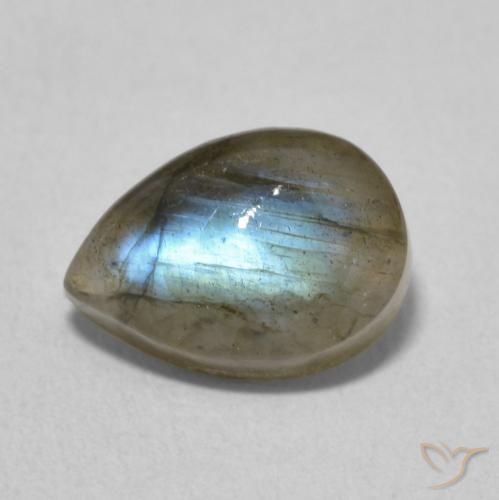 2.55ct طبيعي متعدد الألوان لابرادوريت, شكل الكمثرى, نصف شفاف